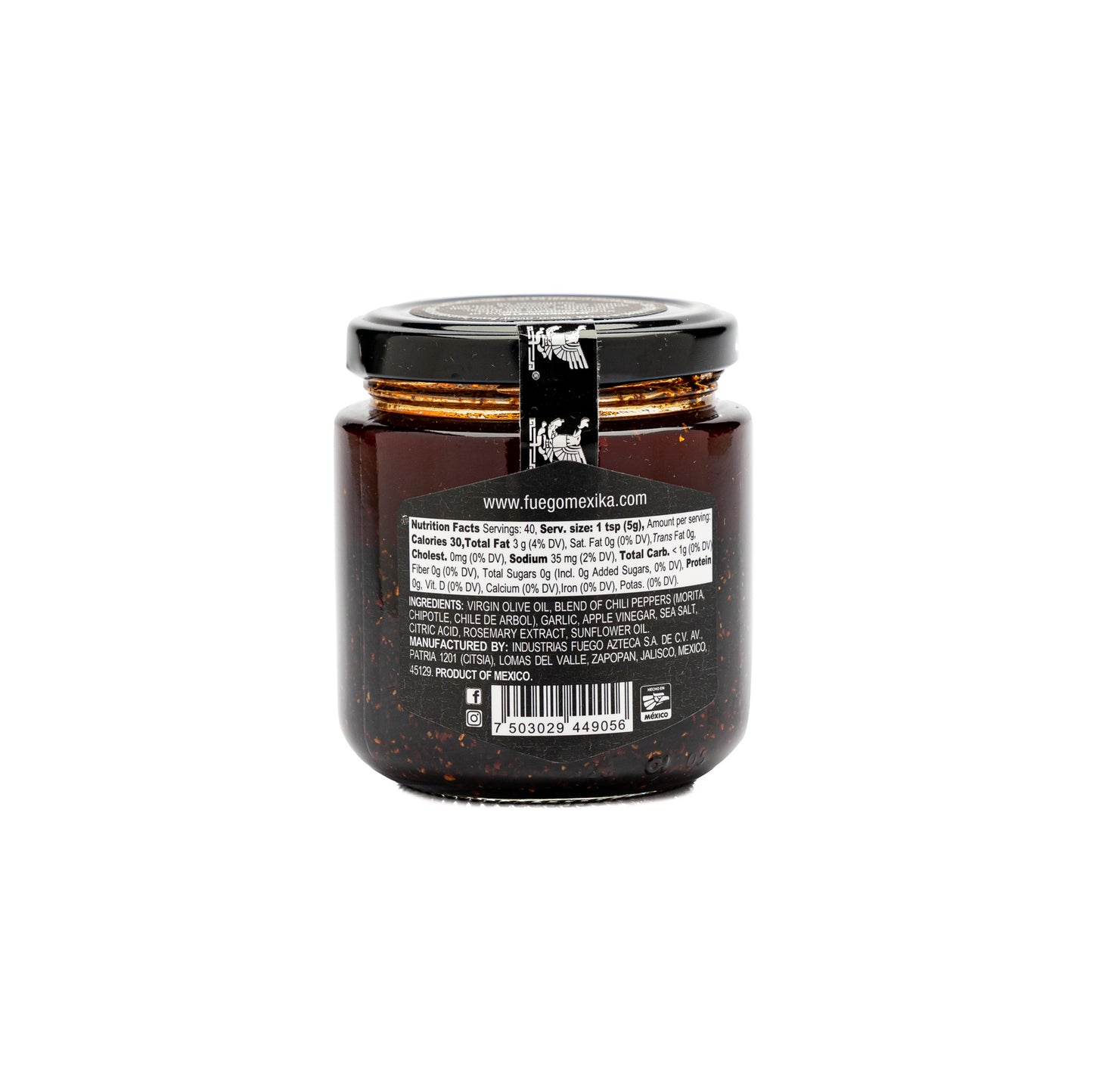 FUEGO MEXIKA - Manjar Emperador 24-unit Box | Premium Salsa Macha: roasted Chipotle, Morita & Rojo de Arbol peppers with Garlic bathed in virgin olive oil.